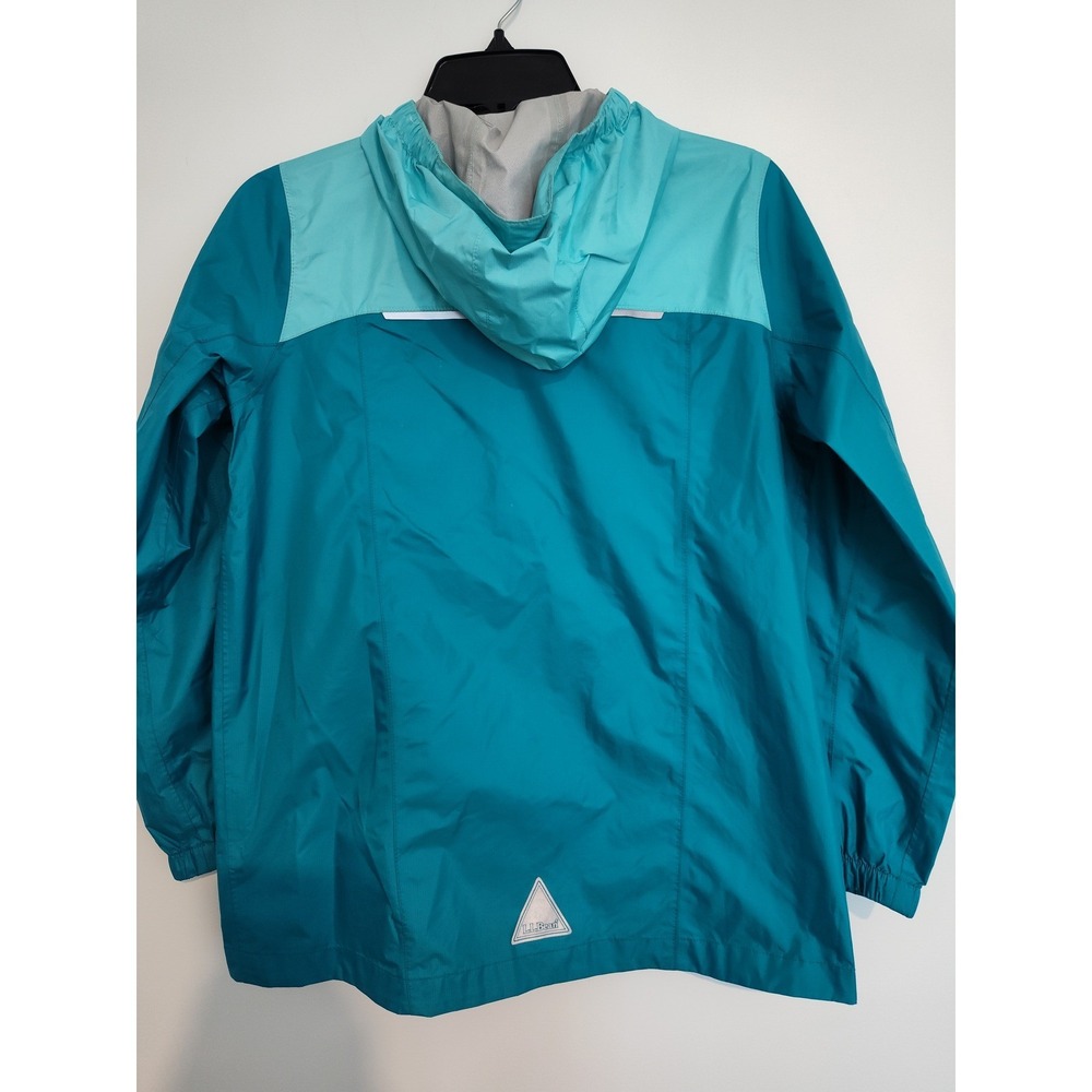 LL‎ Bean Kids Trail Model Rain Jacket Teal Aqua Blue Hooded Shell L 14-16 506502 - Picture 2 of 6